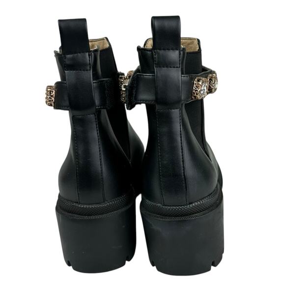 Steve Madden Amulet Rhinestone Chelsea Ankle Boots Black Size 8 Rubber Sole - Picture 5 of 9